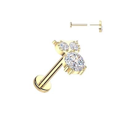 Labret búho de titanio con pedrería