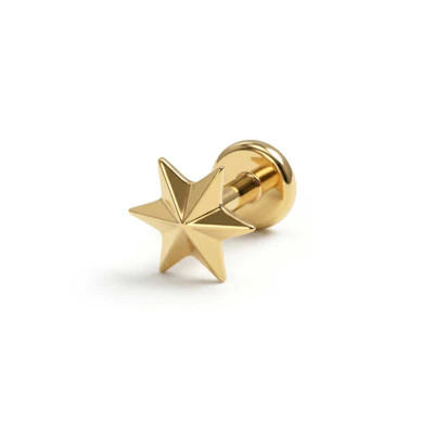 Labret con estrella facetada de titanio