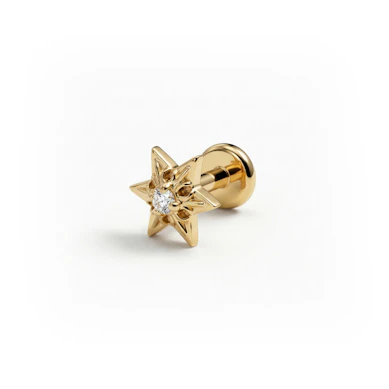 Labret de titanio con estrella texturizada y piedra