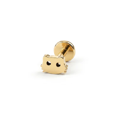 Labret de titanio con carita de gato adorable