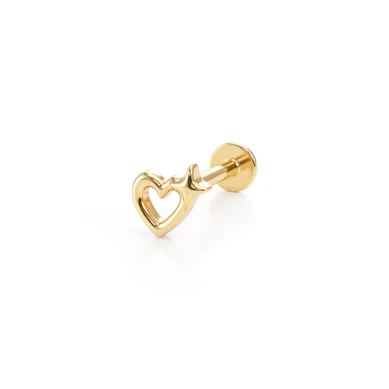 Labret de titanio con corazón hueco y estrella