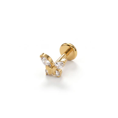Labret de titanio con doble mariposa