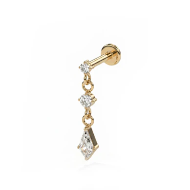 Labret de titanio con piedras en cascada