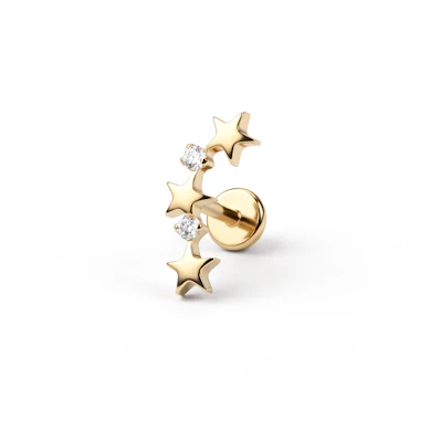 Labret de titanio con estrellas y piedras alternadas