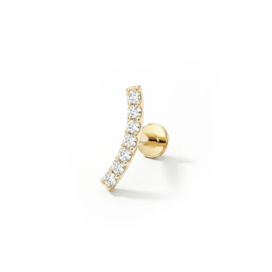 Labret push-in de oro de 14 quilates con brillantes incrustados