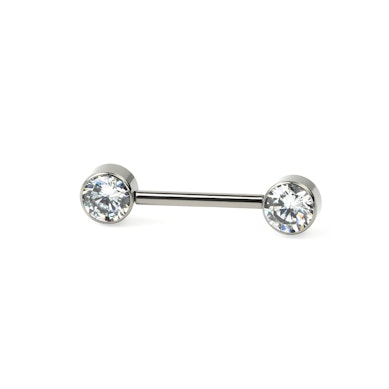 Piercing para el pezón de titanio sin rosca con brillantes engastados