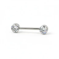 Piercing para el pezón de titanio sin rosca con brillantes engastados