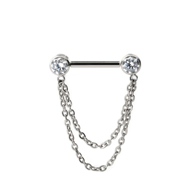 Barra para el pezón de titanio con cadenas