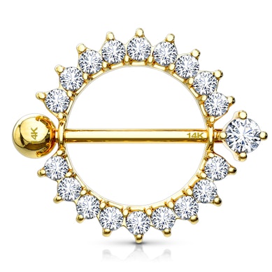 Piercing para el pezón en oro puro de 14 quilates