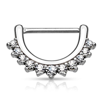 Clicker para el pezón con borde de brillantes en media luna