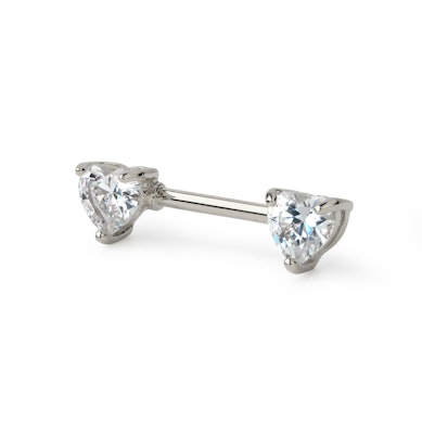 Piercing para el pezón con circonitas en forma de corazón