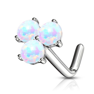 Piercing para la nariz en oro de 14 quilates con tres ópalos
