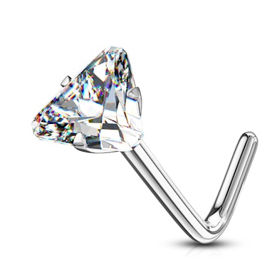 Piercing para la nariz en oro de 14 quilates con piedra triangular