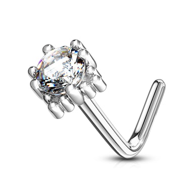 Piercing para la nariz en oro 14 quilates con piedra cuadrada