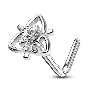 Piercing para la nariz con corazón de filigrana y piedra