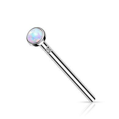 Piercing para la nariz fishtail en oro de 14 quilates con ópalo biselado