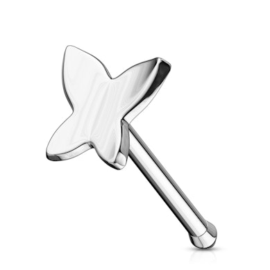 Barra para la nariz en oro de 14 quilates con mariposa