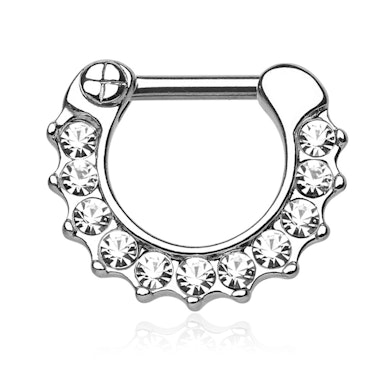Piercing para el septum con brillantes incrustados en el borde