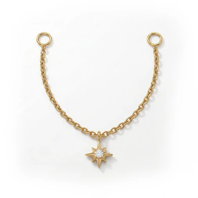 Cadena conectora de titanio y colgante en forma de estrella