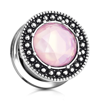 Plug con borde añejado y piedra rosa