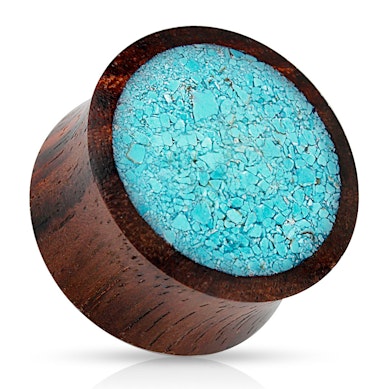 Plug de madera con turquesa cuarteada