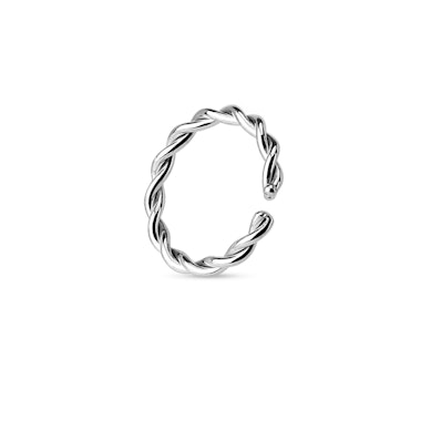 Aro sin fin simple de diseño trenzado en oro de 14 quilates