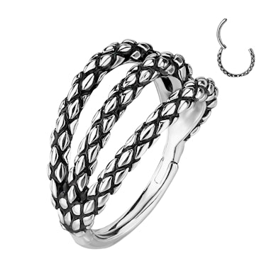 Aro triple con bisagra y diseño de piel de serpiente