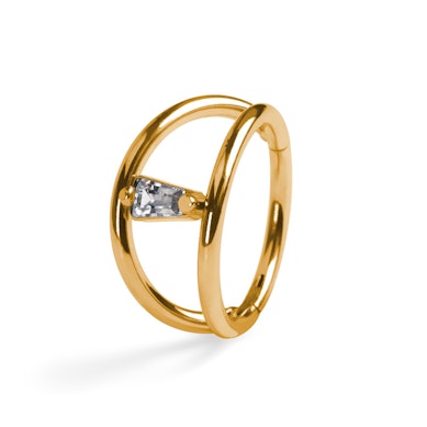 Aro doble de titanio con piedra interconectada