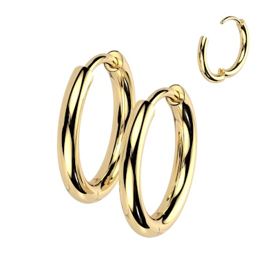 Par de aros huggie de titanio