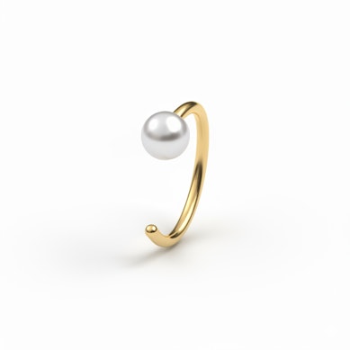 Aro abierto de titanio con perla