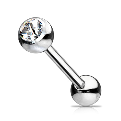 Piercing para la lengua en titanio con brillante