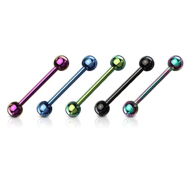 5 Piercings para la lengua con revestimiento de titanio