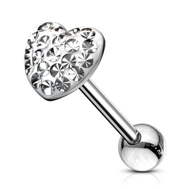 Piercing para la lengua con brillante en forma de corazón
