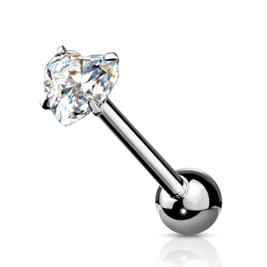 Piercing para la lengua con brillante corazón engarzado