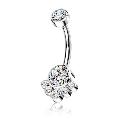 Piercing para el ombligo de titanio con brillantes redondos