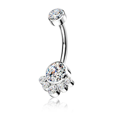Piercing para el ombligo de titanio con brillantes redondos