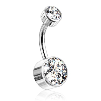 Piercing para el ombligo de titanio con bolas planas y rosca interna