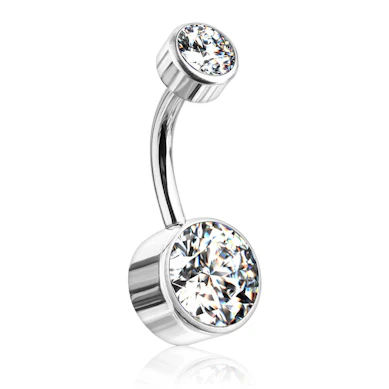 Piercing para el ombligo de titanio con bolas planas y rosca interna