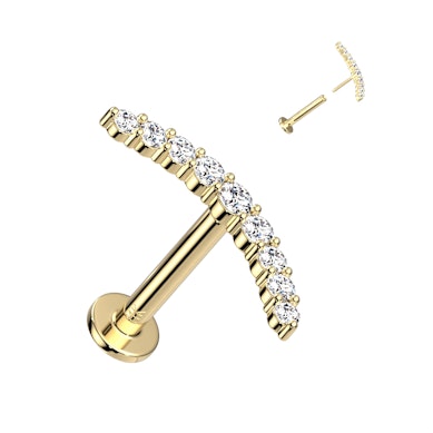Labret push-in en oro de 14 quilates con arco de circonitas