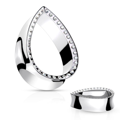 Túnel en forma de lágrima con brillantes encastrados en el margen