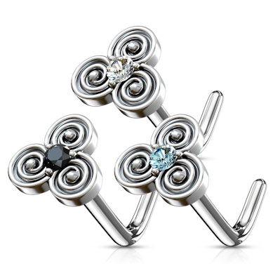 Piercing Nariz Prata Flor Turquesa - Tribalistik Store