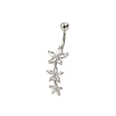 Piercing para el ombligo con flores corte marquise colgantes