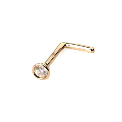 Piercing para la nariz de oro de 14 quilates con brillante acoplado