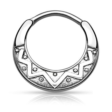 Piercing para el septum con diseño azteca