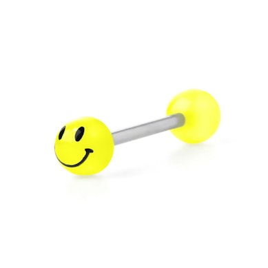 Piercing luminiscente para la lengua con smiley