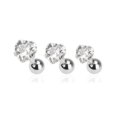 Set de pendientes para las orejas con brillantes en forma de corazón