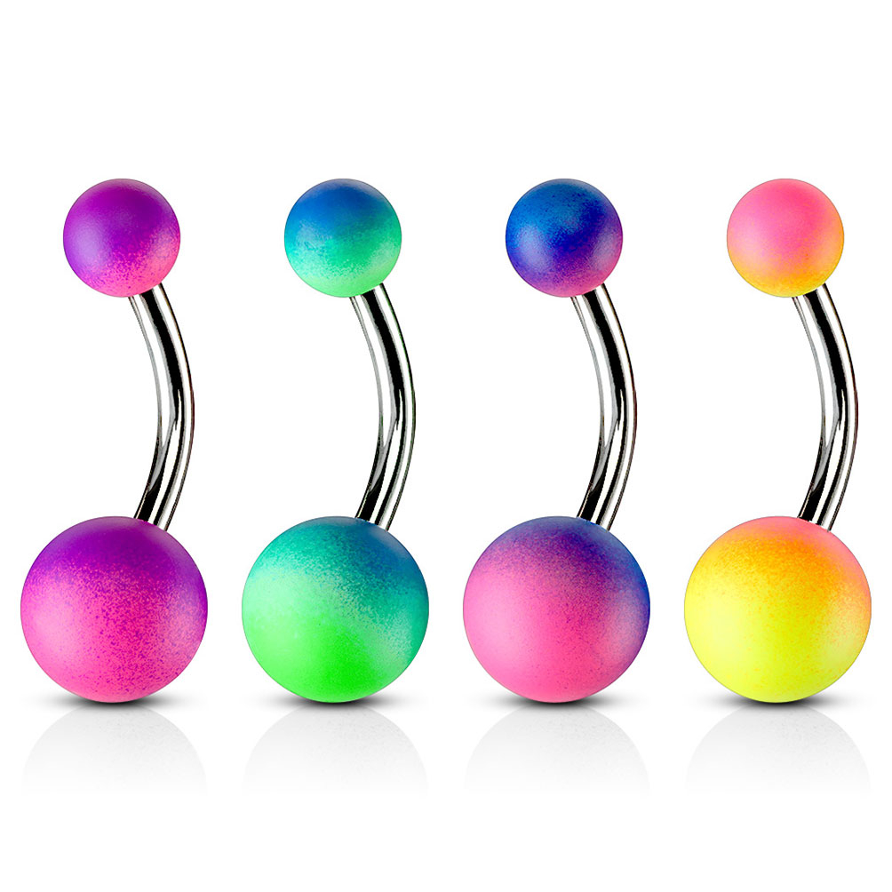 Piercing para el ombligo con bolas recubiertas de goma