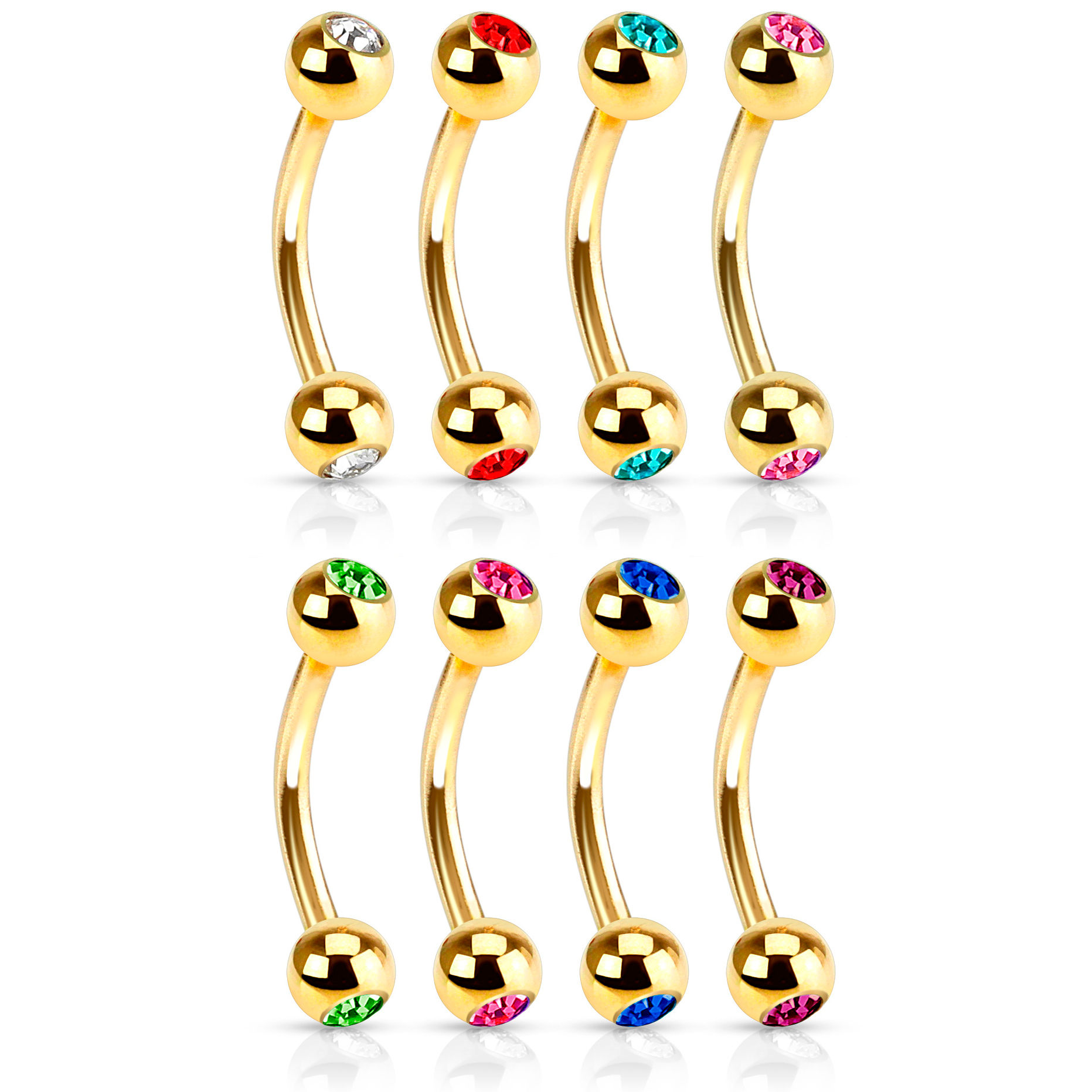 Barra curvada chapada en oro con brillantes