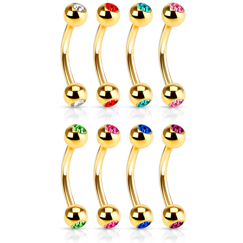Barra curvada chapada en oro con brillantes