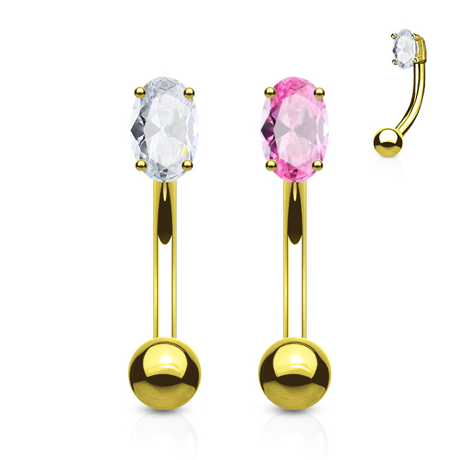 Barra curvada en oro de 14 quilates con brillante